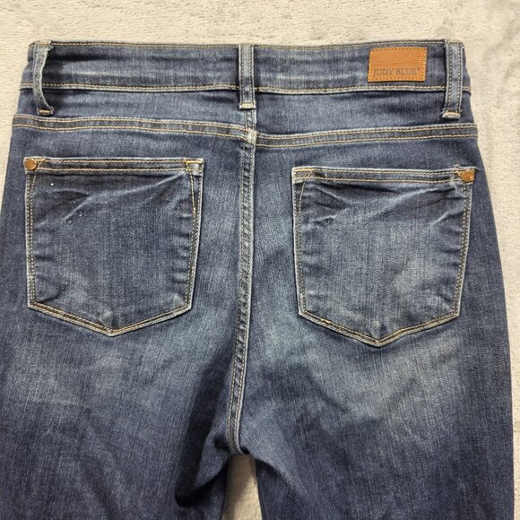 Judy Blue Jeans Womens 5 27 Blue Distressed Relaxed Fit Frayed Hem Stretch Denim - Picture 3 of 12
